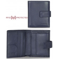 Portafoglio Anti RFID piccolo pelle 3cc portamonete linguetta Blu